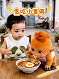 贪吃小哥俩萌娃吃饭搞笑日常